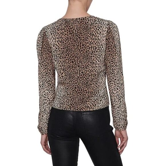 Nwt Frame | Leopard Print Silk Peplum Blouse - Picture 2 of 11